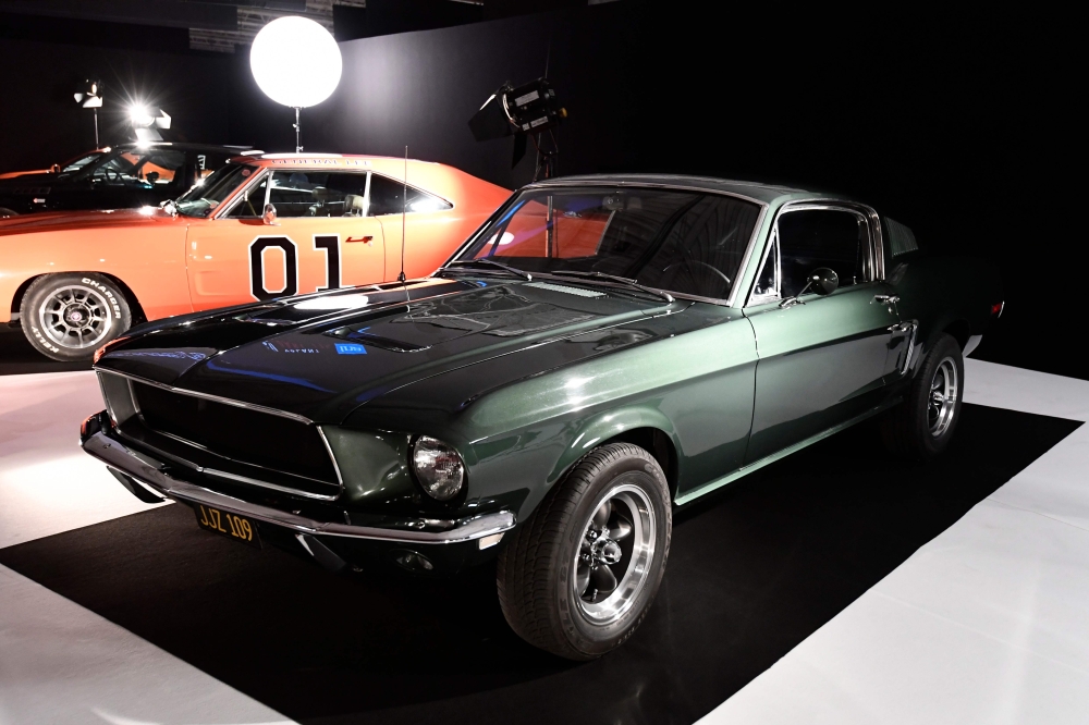 In this file photo taken on October 01, 2016 the 1968 Ford mustang GT 390 car used for Steve McQueen film