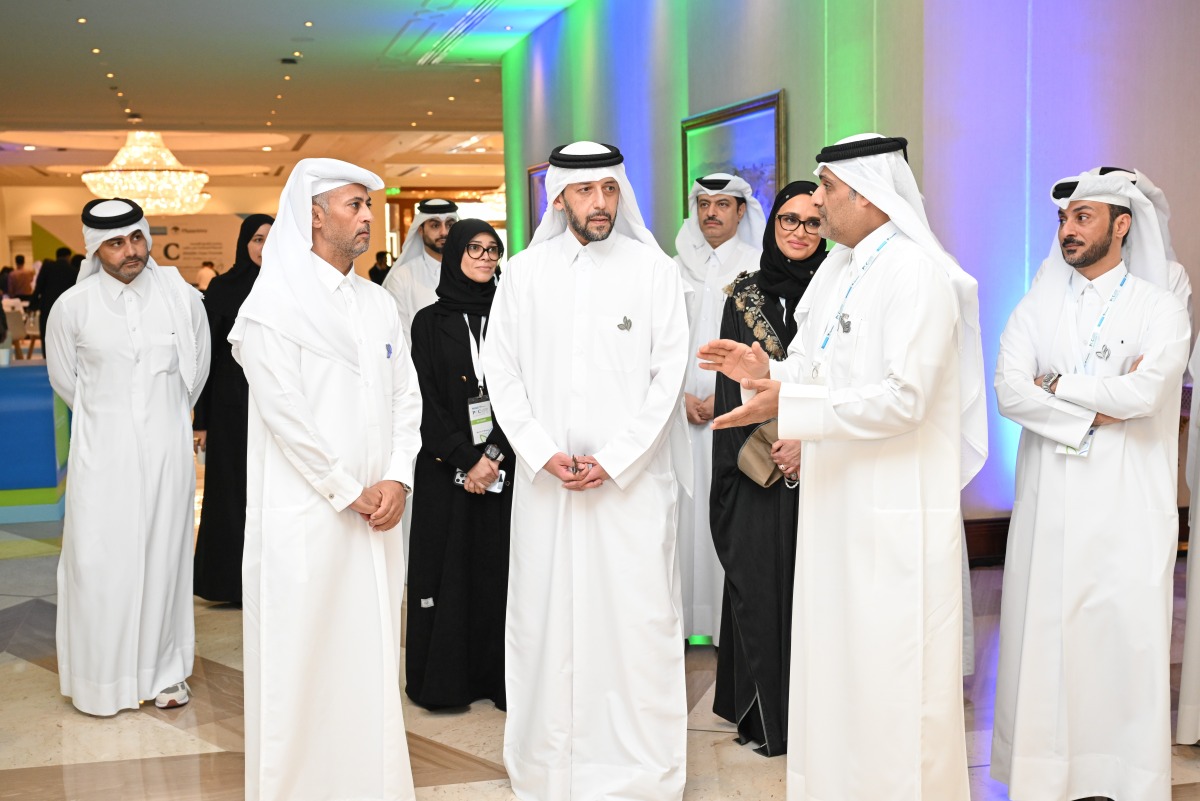 Minister of Public Health H E Mansoor bin Ebrahim bin Saad Al Mahmoud with other officials and participants during the forum.